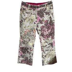 Oilily Brocade Metallic Flare Leg Pants EU 42 Xl US 12